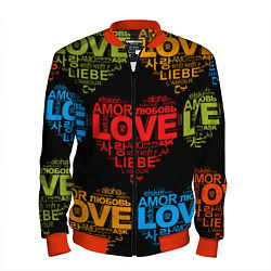 Бомбер мужской Love, Amor, Любовь - Неон версия, цвет: 3D-красный