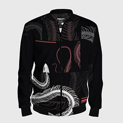 Бомбер мужской Скелет змеи Snake skeleton, цвет: 3D-черный