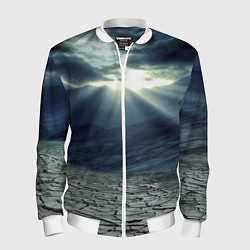 Бомбер мужской Трещины на земле пустыня, цвет: 3D-белый