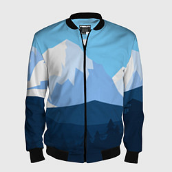 Бомбер мужской Горы, лес, канатная дорога, цвет: 3D-черный
