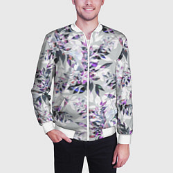 Бомбер мужской Цветы Серый Букет, цвет: 3D-белый — фото 2