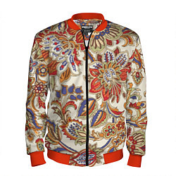 Бомбер мужской Цветочный винтажный орнамент, цвет: 3D-красный