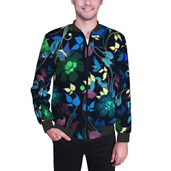 Бомбер мужской Color summer night Floral pattern, цвет: 3D-черный — фото 2