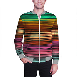 Бомбер мужской Multicolored thin stripes Разноцветные полосы, цвет: 3D-меланж — фото 2