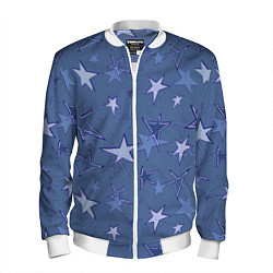 Бомбер мужской Gray-Blue Star Pattern, цвет: 3D-белый