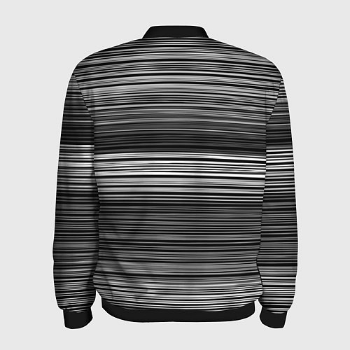 Мужской бомбер Black and white thin stripes Тонкие полосы / 3D-Черный – фото 2