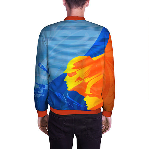 Мужской бомбер РОССИЯ - СПОРТ - ГЕРБ / 3D-Красный – фото 4