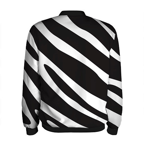 Мужской бомбер Анималистичный рисунок зебра / 3D-Черный – фото 2