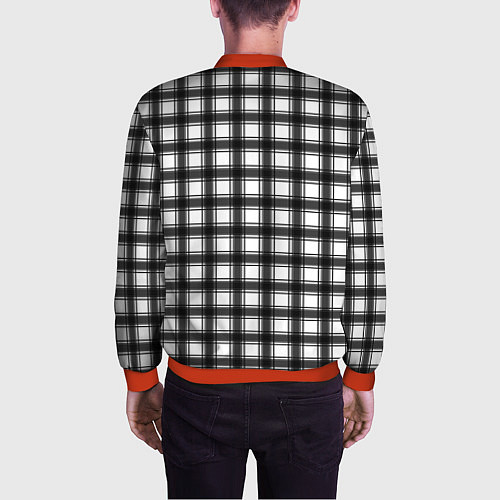Мужской бомбер Black and white trendy checkered pattern / 3D-Красный – фото 4