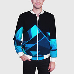 Бомбер мужской Неоновые объёмный куб - Синий, цвет: 3D-белый — фото 2