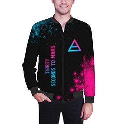 Бомбер мужской Thirty Seconds to Mars Neon Gradient, цвет: 3D-черный — фото 2
