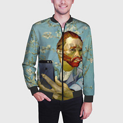 Бомбер мужской Ван Гог Селфи - Арт Портрет, цвет: 3D-черный — фото 2