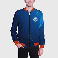 Бомбер мужской Сборная Уругвая синяя абстракция, цвет: 3D-красный — фото 2