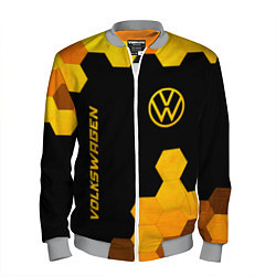 Бомбер мужской Volkswagen - gold gradient: символ и надпись верти, цвет: 3D-меланж