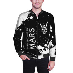Бомбер мужской Thirty Seconds to Mars и рок символ на темном фоне, цвет: 3D-черный — фото 2