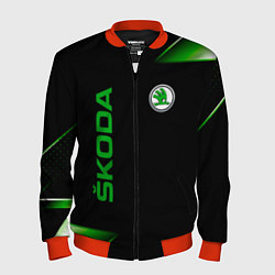 Бомбер мужской Skoda Sport Абстракция, цвет: 3D-красный