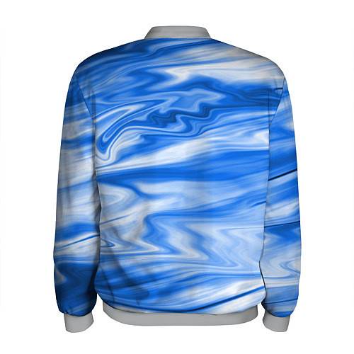 Мужской бомбер Бело синий абстрактный фон Волны / 3D-Меланж – фото 2