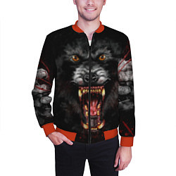 Бомбер мужской Злой волк с открытой пастью, цвет: 3D-красный — фото 2
