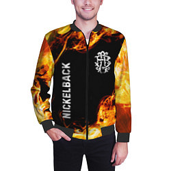 Бомбер мужской Nickelback и пылающий огонь, цвет: 3D-черный — фото 2