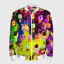 Бомбер мужской Мороженки Вкуснятина, цвет: 3D-белый