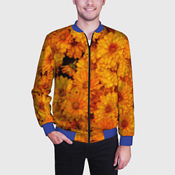 Бомбер мужской Фон из желтых цветов, цвет: 3D-синий — фото 2