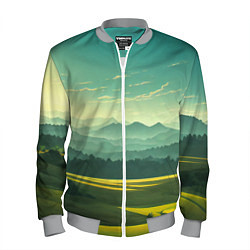 Бомбер мужской Зелёная долина, пейзаж, цвет: 3D-меланж