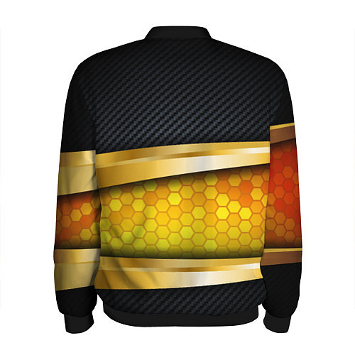 Мужской бомбер Black & gold - герб России / 3D-Черный – фото 2