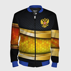 Бомбер мужской Black & gold - герб России, цвет: 3D-синий