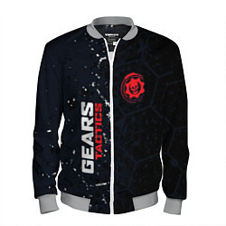 Бомбер мужской Gears of War красно-белой лого на темном фоне, цвет: 3D-меланж