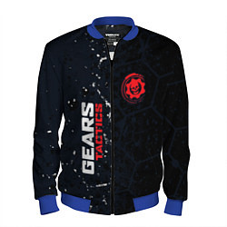 Бомбер мужской Gears of War красно-белой лого на темном фоне, цвет: 3D-синий