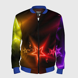 Бомбер мужской Звёзды с неоновым свечением, цвет: 3D-синий