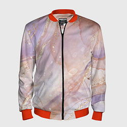 Бомбер мужской Бежевый с золотом мрамор, цвет: 3D-красный