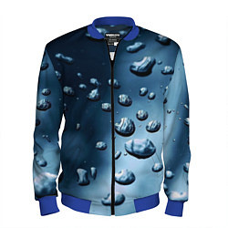 Бомбер мужской Капли воды на матовом стекле - текстура, цвет: 3D-синий