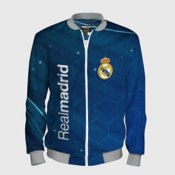 Бомбер мужской Real madrid голубая абстракция, цвет: 3D-меланж
