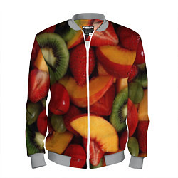 Бомбер мужской Фруктово ягодный фон, цвет: 3D-меланж