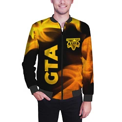 Бомбер мужской GTA - gold gradient: надпись, символ, цвет: 3D-черный — фото 2