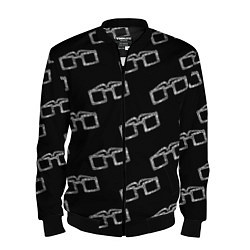 Бомбер мужской Модные очки черно-белый узор, цвет: 3D-черный