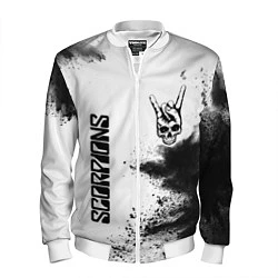 Бомбер мужской Scorpions и рок символ на светлом фоне, цвет: 3D-белый