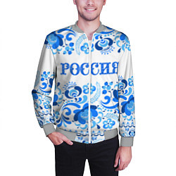 Бомбер мужской РОССИЯ голубой узор, цвет: 3D-меланж — фото 2