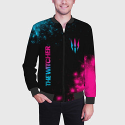 Бомбер мужской The Witcher - neon gradient: надпись, символ, цвет: 3D-черный — фото 2