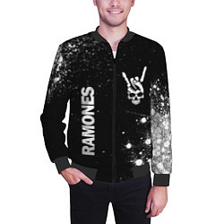 Бомбер мужской Ramones и рок символ на темном фоне, цвет: 3D-черный — фото 2