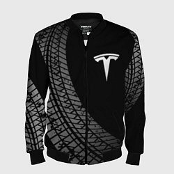 Бомбер мужской Tesla tire tracks, цвет: 3D-черный