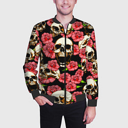 Бомбер мужской Черепа и розы, цвет: 3D-черный — фото 2