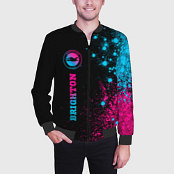 Бомбер мужской Brighton - neon gradient: по-вертикали, цвет: 3D-черный — фото 2