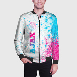 Бомбер мужской Ajax neon gradient style: по-вертикали, цвет: 3D-черный — фото 2