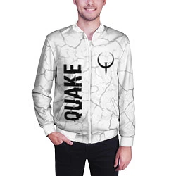 Бомбер мужской Quake glitch на светлом фоне: надпись, символ, цвет: 3D-белый — фото 2
