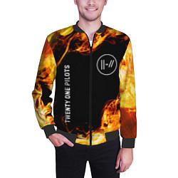 Бомбер мужской Twenty One Pilots и пылающий огонь, цвет: 3D-черный — фото 2