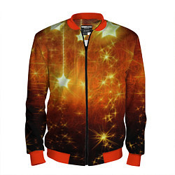 Бомбер мужской Золотистае звёзды, цвет: 3D-красный