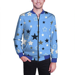 Бомбер мужской Звёзды на голубом фоне, цвет: 3D-синий — фото 2