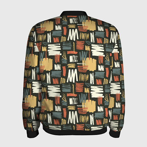 Мужской бомбер Узор штрихованный / 3D-Черный – фото 2